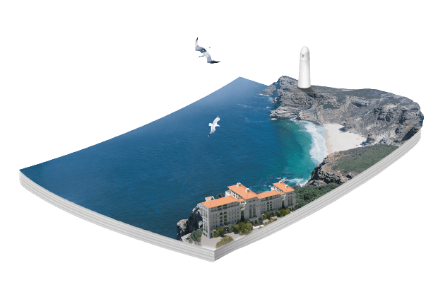 Un paisaje costero con efecto 3d por impresora de pared